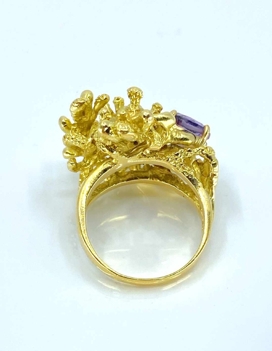 Bague de Créateur Or Jaune & Amethyste-photo-3