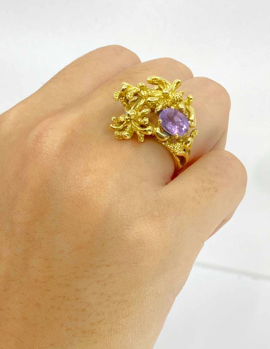 Bague de Créateur Or Jaune & Amethyste-photo-1