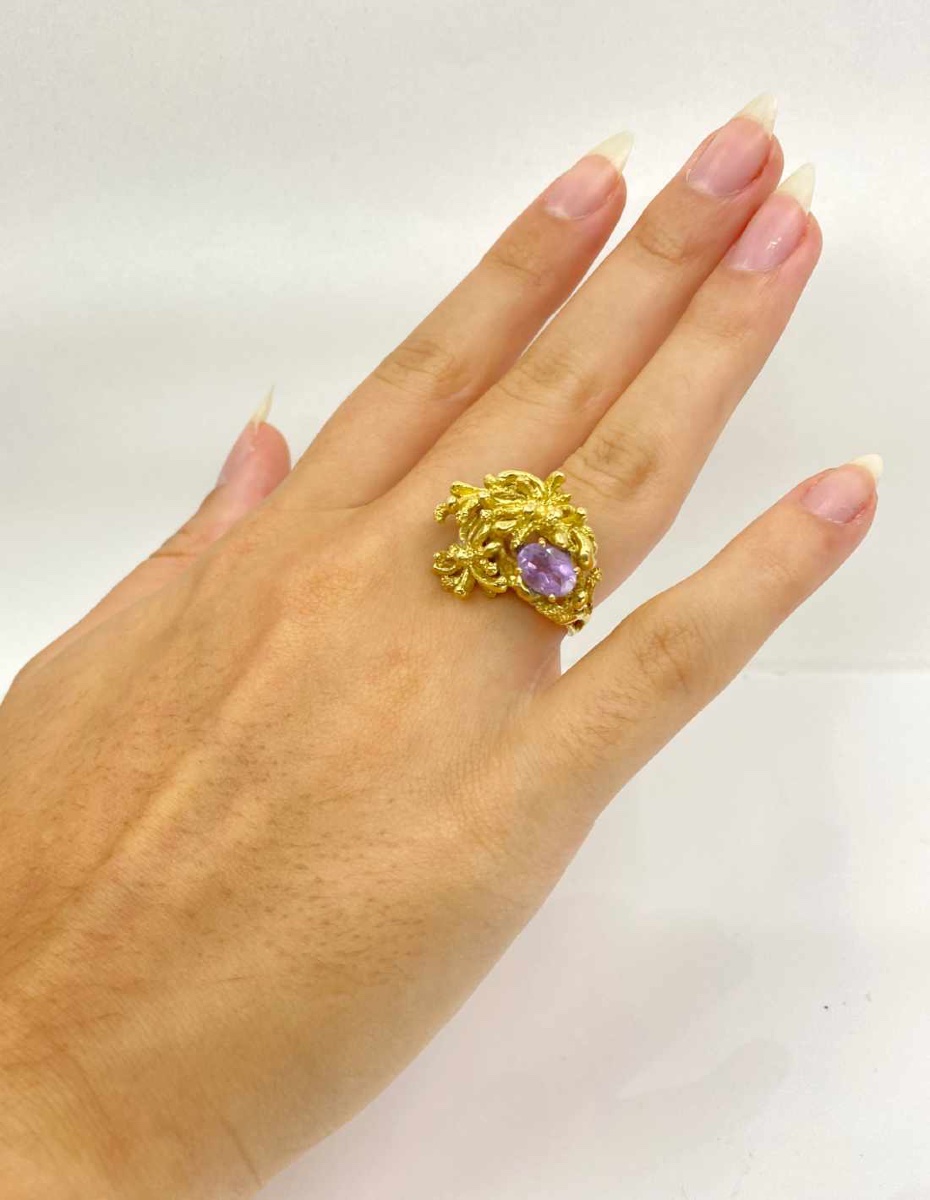 Bague de Créateur Or Jaune & Amethyste-photo-2