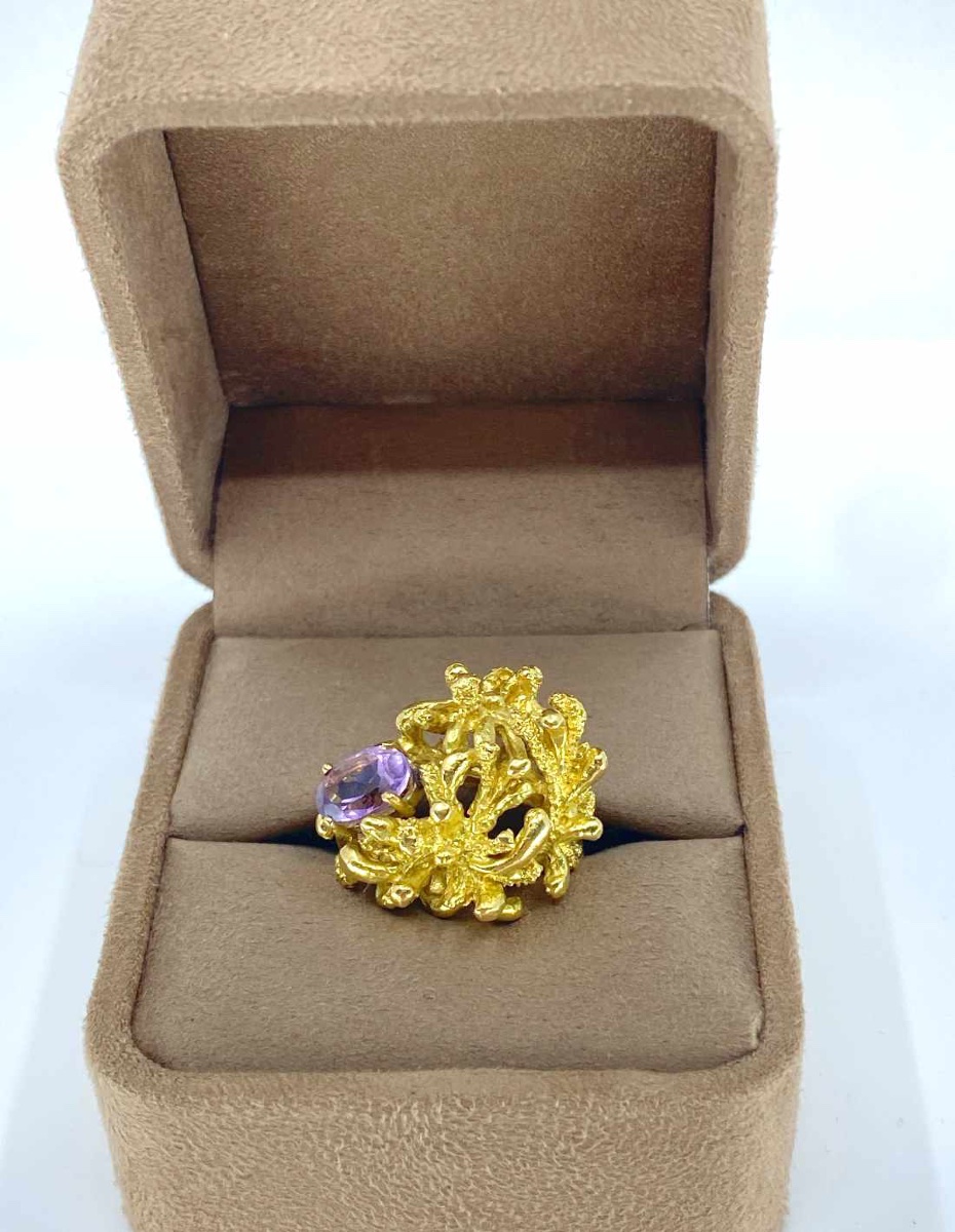 Bague de Créateur Or Jaune & Amethyste-photo-3