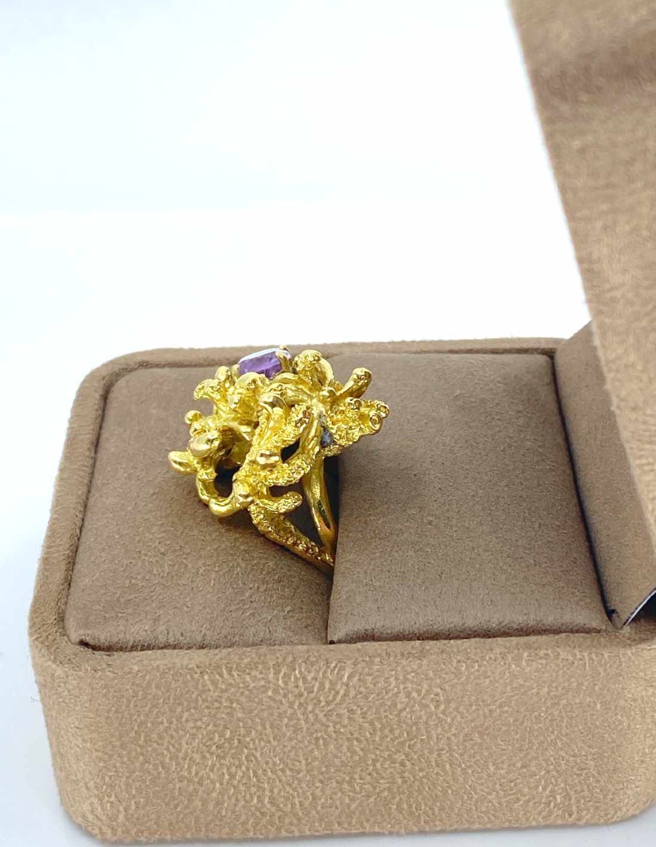 Bague de Créateur Or Jaune & Amethyste-photo-4