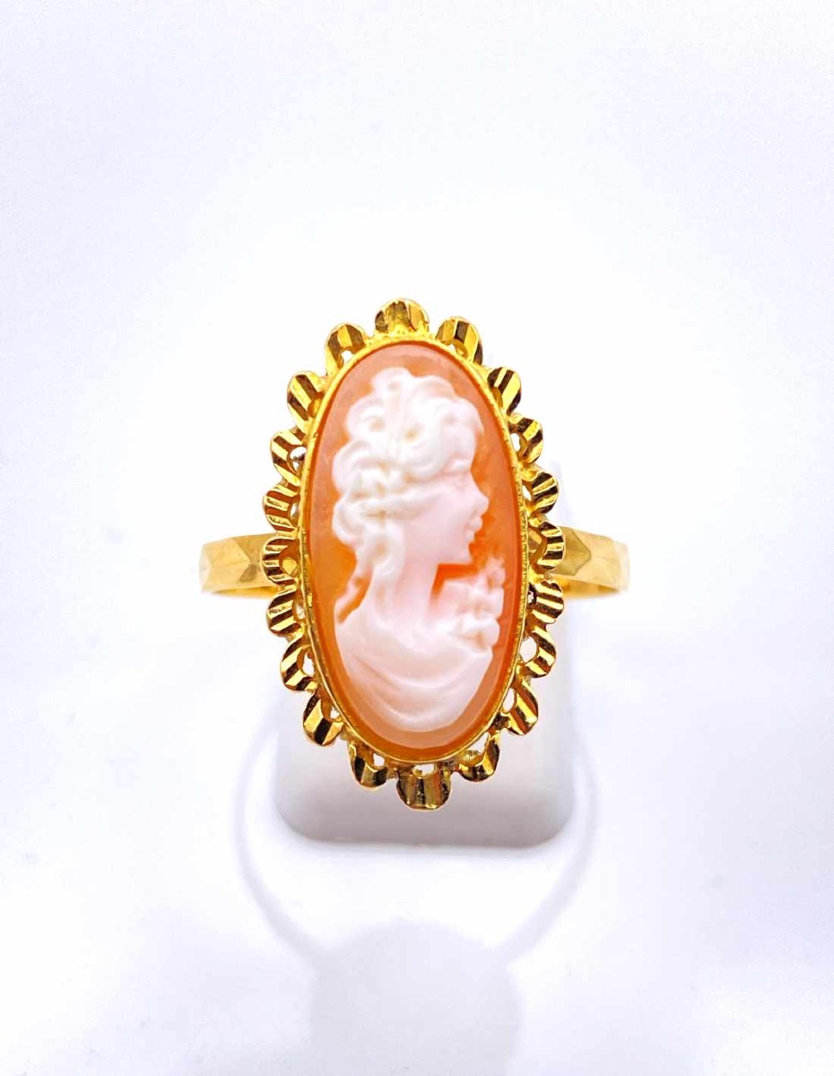 Bague Vintage Or Jaune & Camée-photo-2