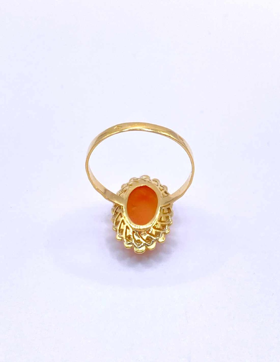 Bague Vintage Or Jaune & Camée-photo-3