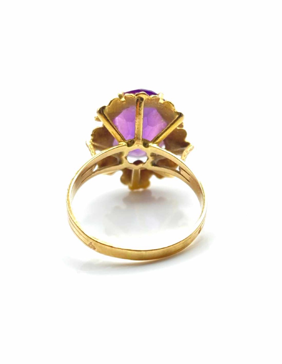 Bague Vintage Or Jaune & Améthyste-photo-2