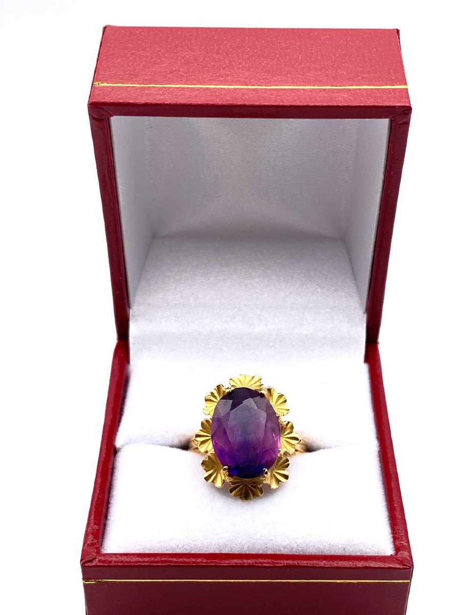 Bague Vintage Or Jaune & Améthyste-photo-3