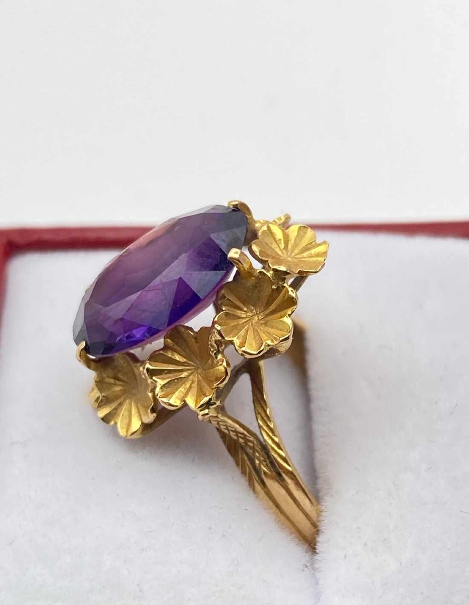 Bague Vintage Or Jaune & Améthyste-photo-1
