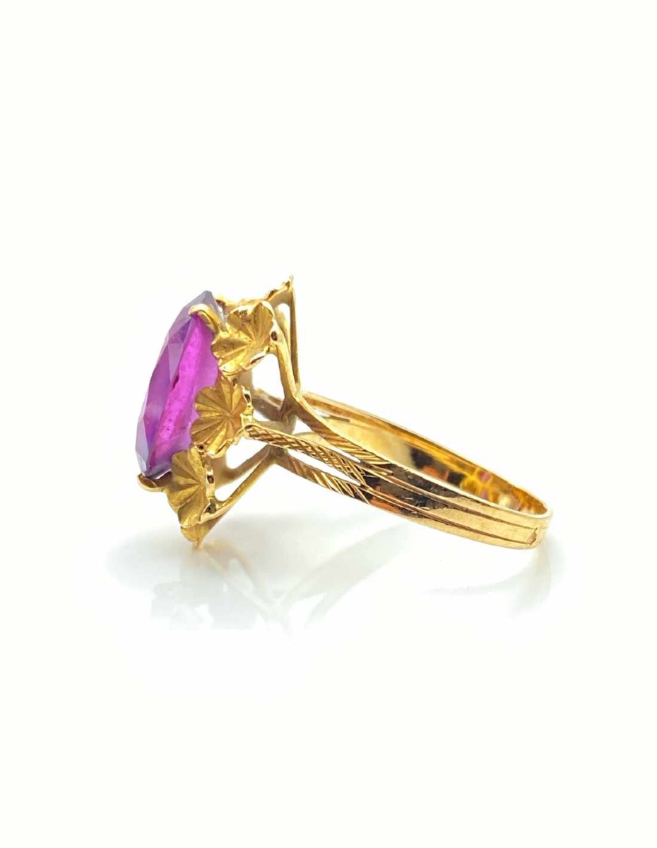 Bague Vintage Or Jaune & Améthyste-photo-2