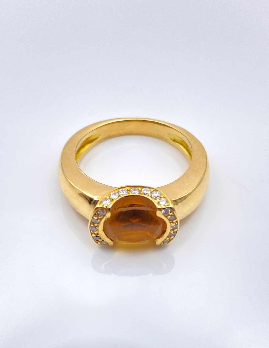 Bague Or Jaune Citrine & Diamants-photo-2