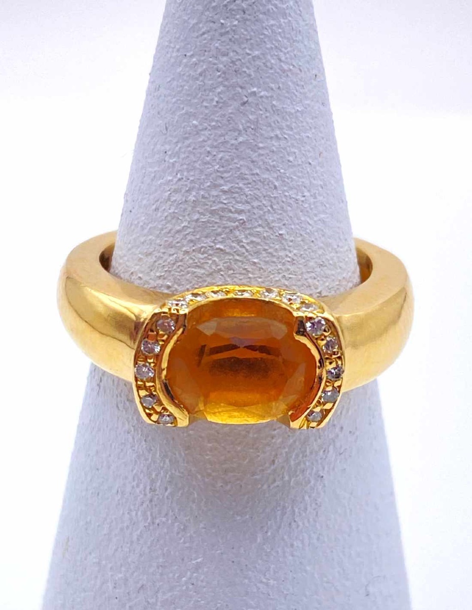 Bague Or Jaune Citrine & Diamants-photo-4