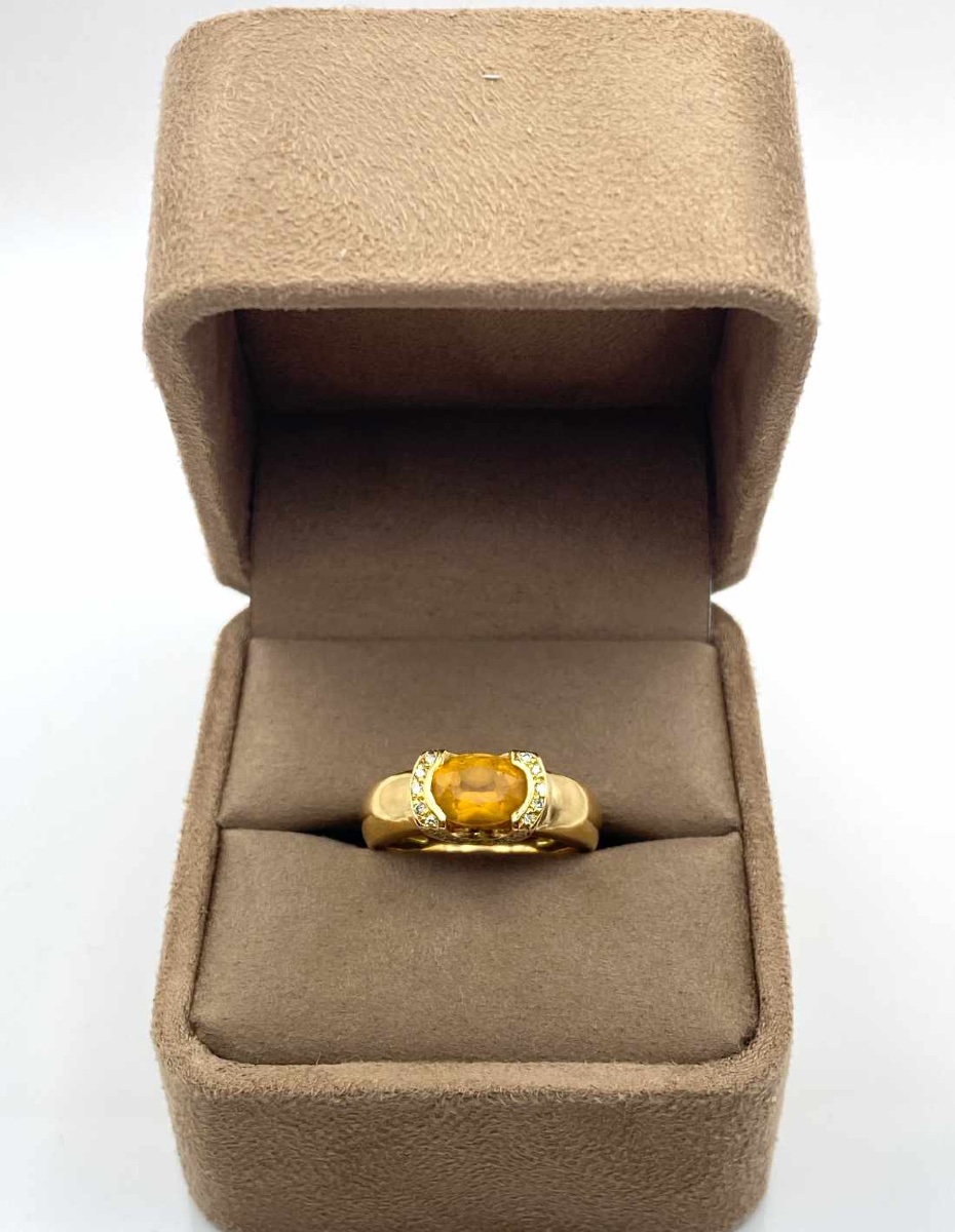 Bague Or Jaune Citrine & Diamants-photo-1