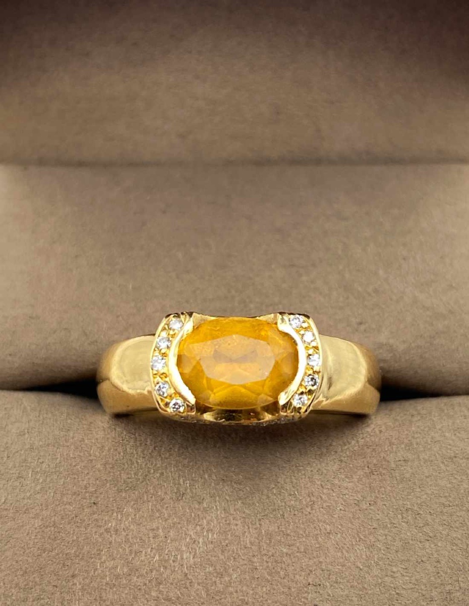 Bague Or Jaune Citrine & Diamants-photo-2