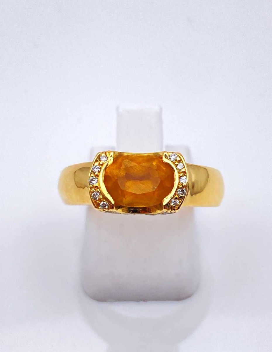 Bague Or Jaune Citrine & Diamants
