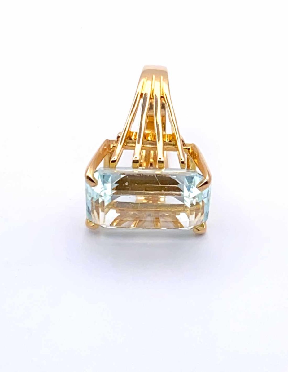 Vintage Aquamarine & Yellow Gold Cocktail Ring-photo-1