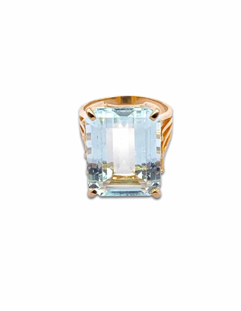 Vintage Aquamarine & Yellow Gold Cocktail Ring