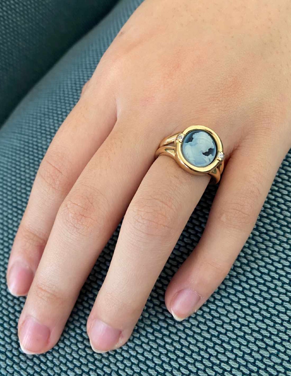Bague Ancienne Camée Femme Or 18k & Diamants-photo-1