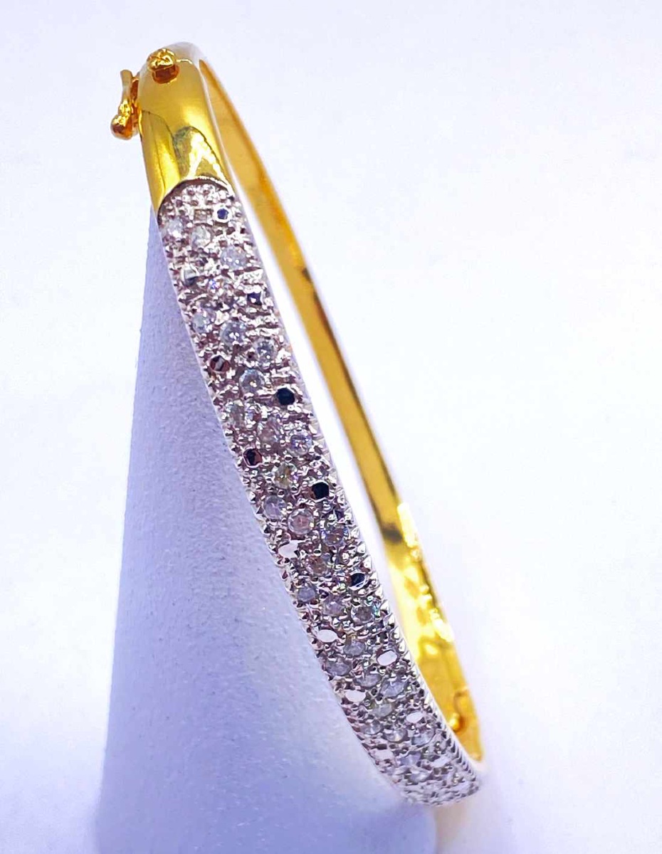 Bracelet demi-Jonc Ouvrant Or 18K & Diamants-photo-2