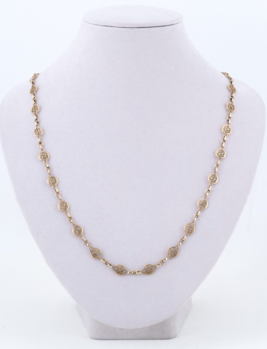 Antique Yellow Gold Filigree Mesh Necklace