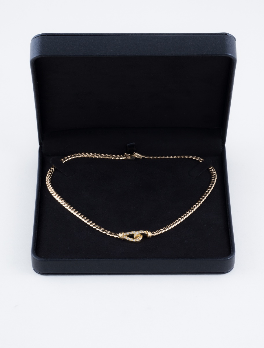 Yellow Gold & Diamond Loop Necklace-photo-3