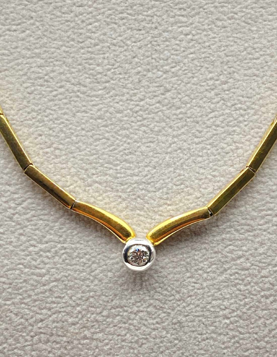 Vintage Gold & Diamond Solitaire Necklace-photo-2