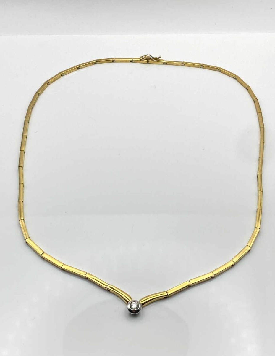 Vintage Gold & Diamond Solitaire Necklace-photo-4