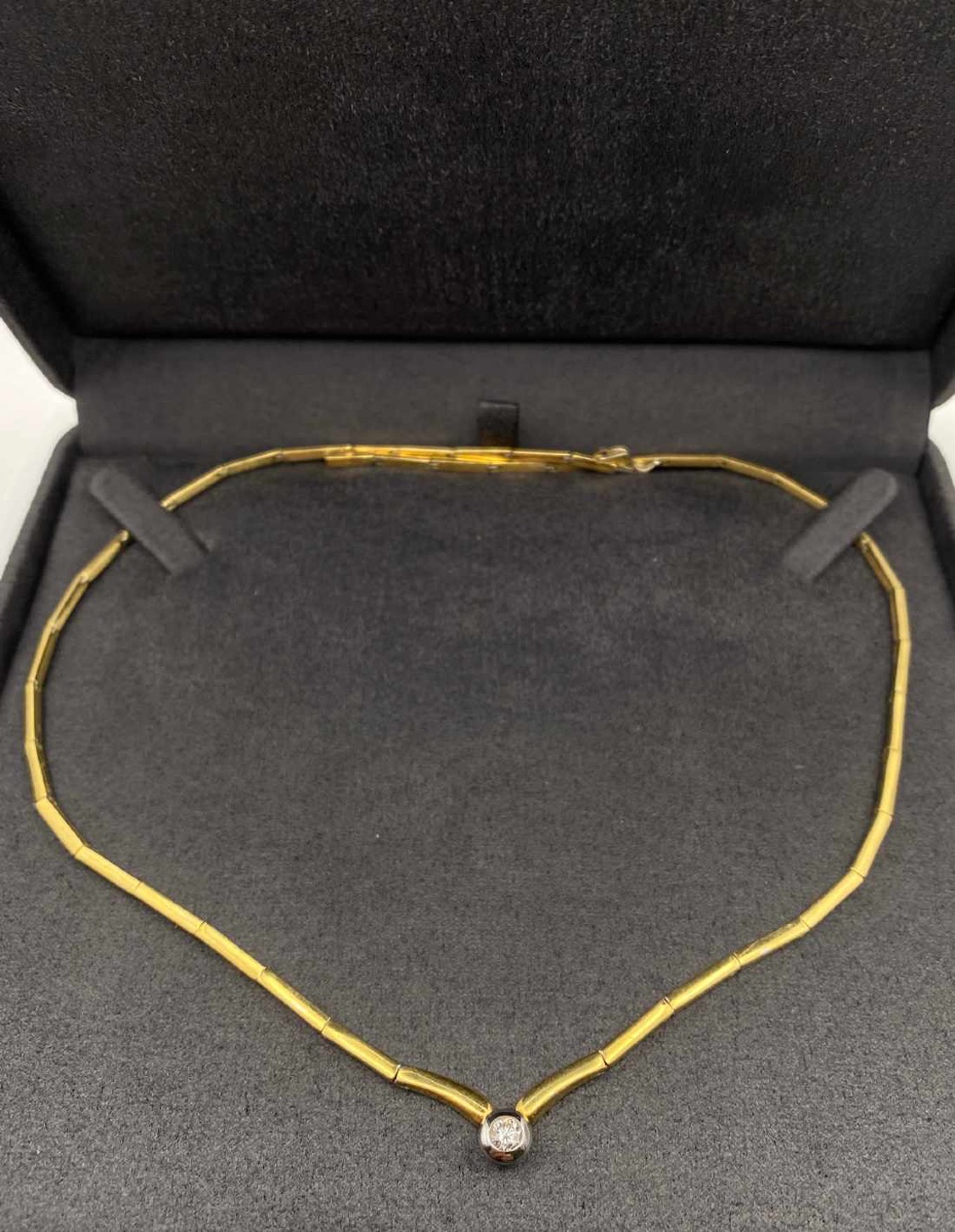 Vintage Gold & Diamond Solitaire Necklace-photo-1