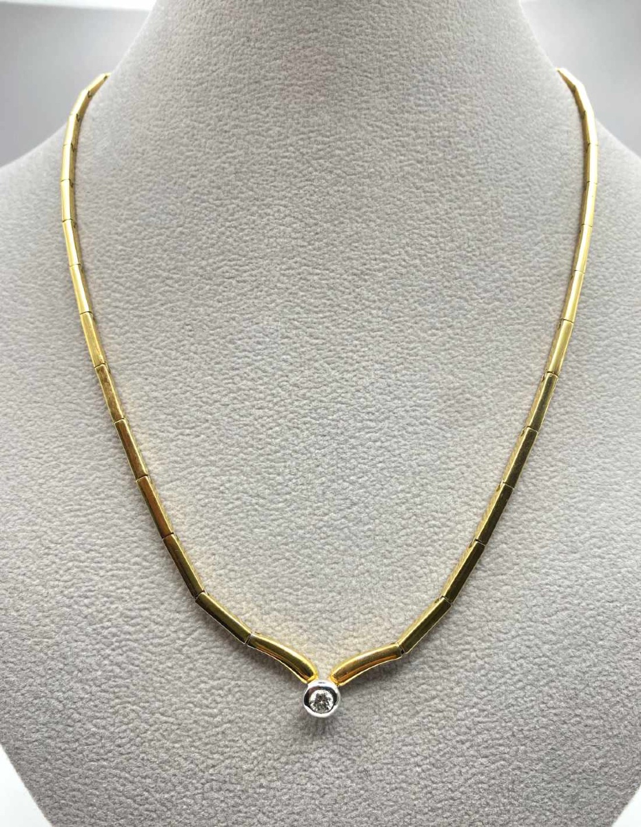 Vintage Gold & Diamond Solitaire Necklace