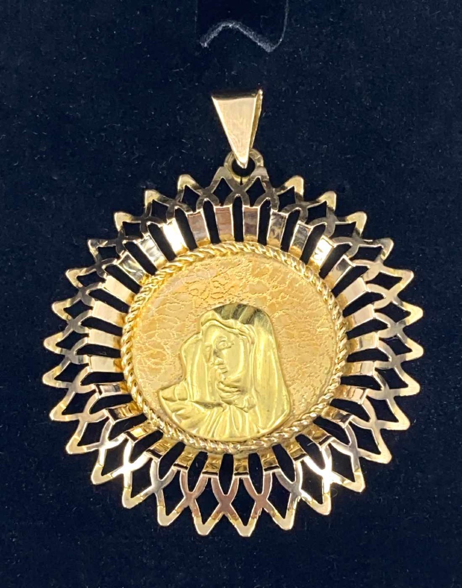 Pendentif Vintage Vierge Rayonnante Or Jaune-photo-3