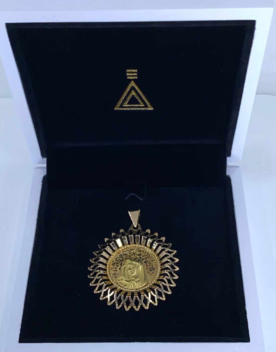 Pendentif Vintage Vierge Rayonnante Or Jaune-photo-4