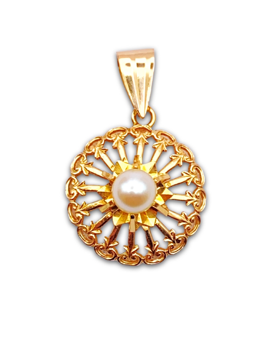 Pendentif Vintage Or Jaune & Perle de Culture