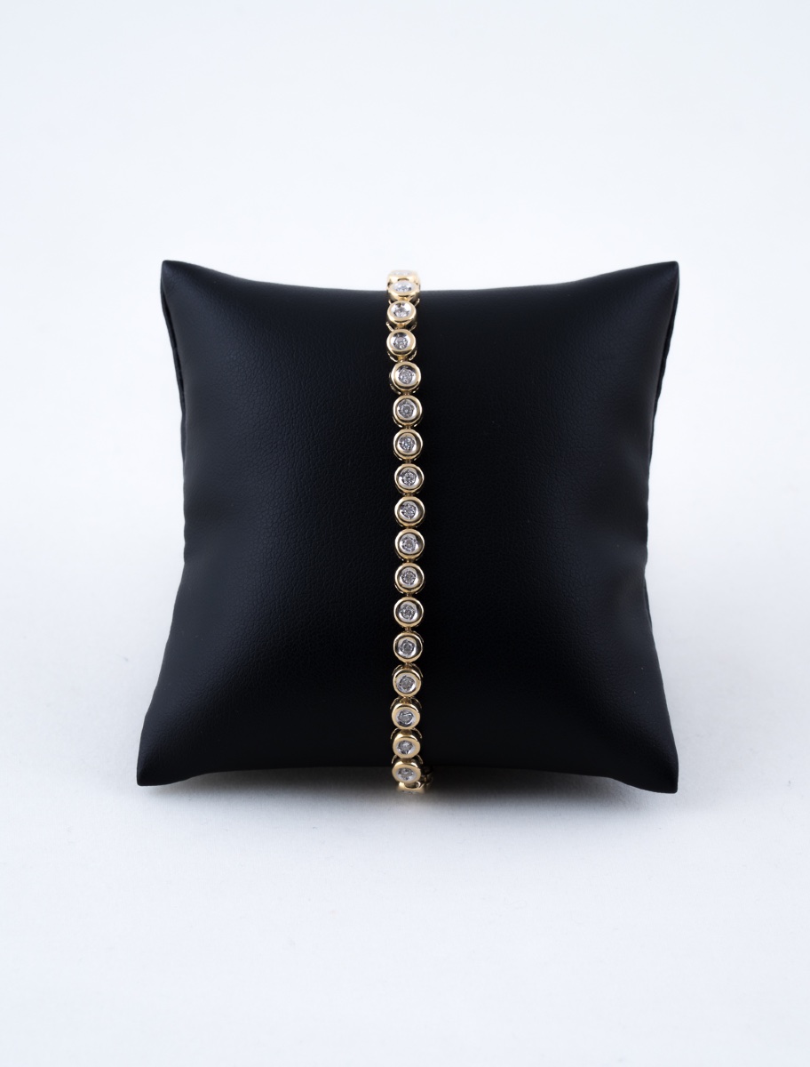 Bracelet Tennis Vintage Or Jaune & Diamants-photo-2