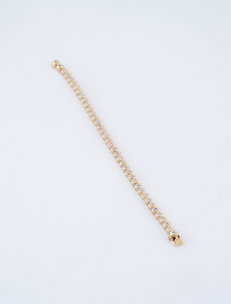 Bracelet Tennis Vintage Or Jaune & Diamants-photo-3