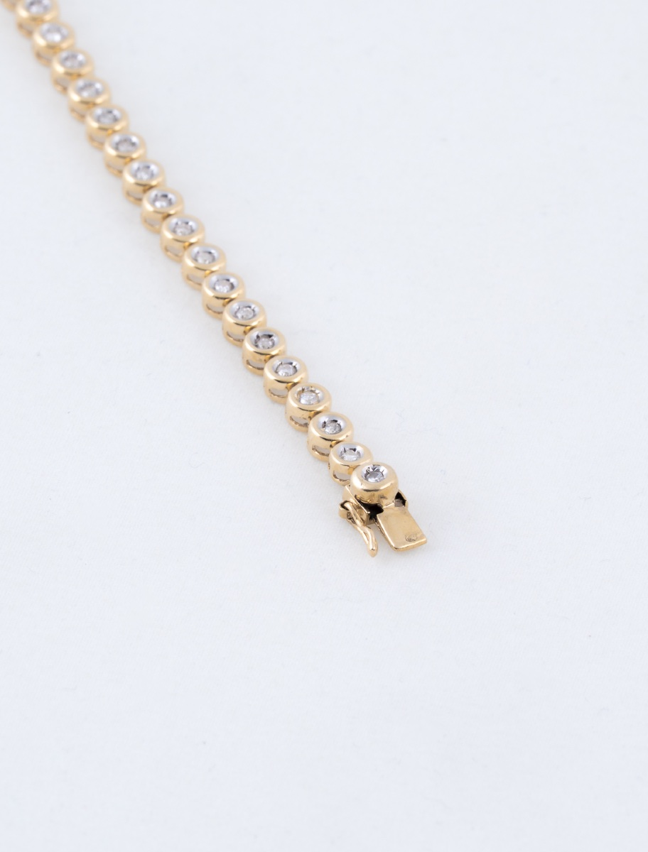 Bracelet Tennis Vintage Or Jaune & Diamants-photo-4