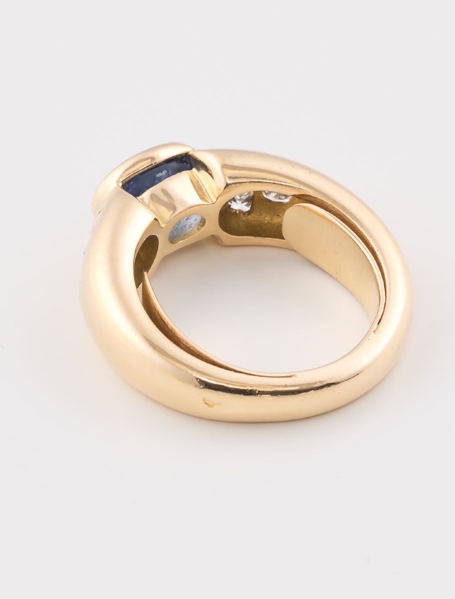 Bague Or Jaune, Saphir Ceylan & Diamants-photo-2