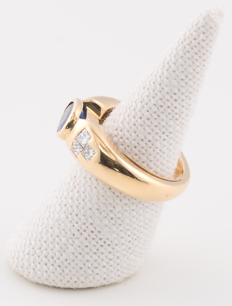 Bague Or Jaune, Saphir Ceylan & Diamants-photo-4