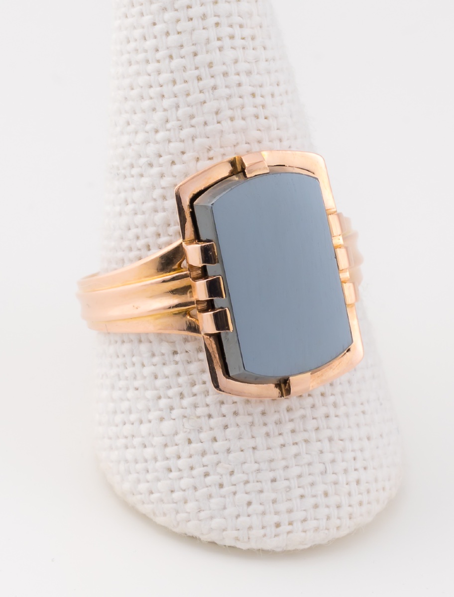 Bague Vintage Or Rose & Hématite-photo-1