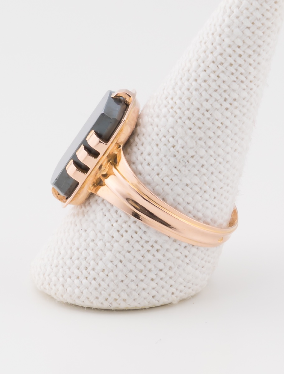 Bague Vintage Or Rose & Hématite-photo-2