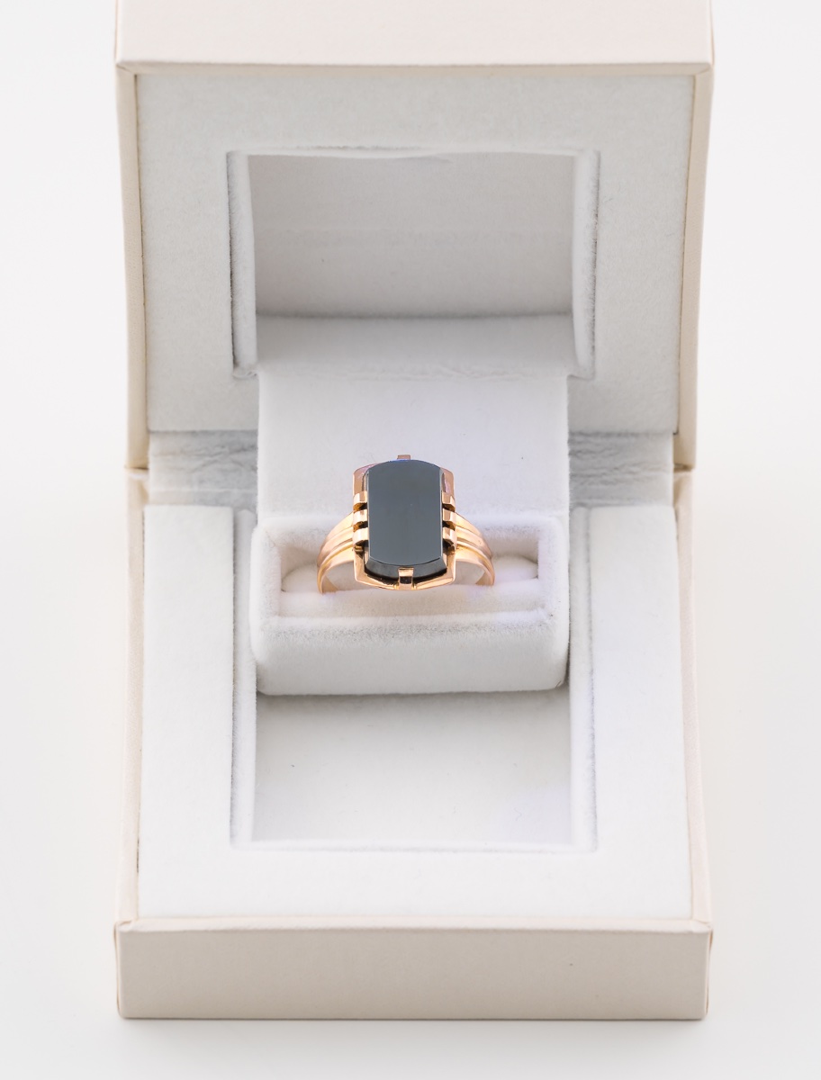Bague Vintage Or Rose & Hématite-photo-5