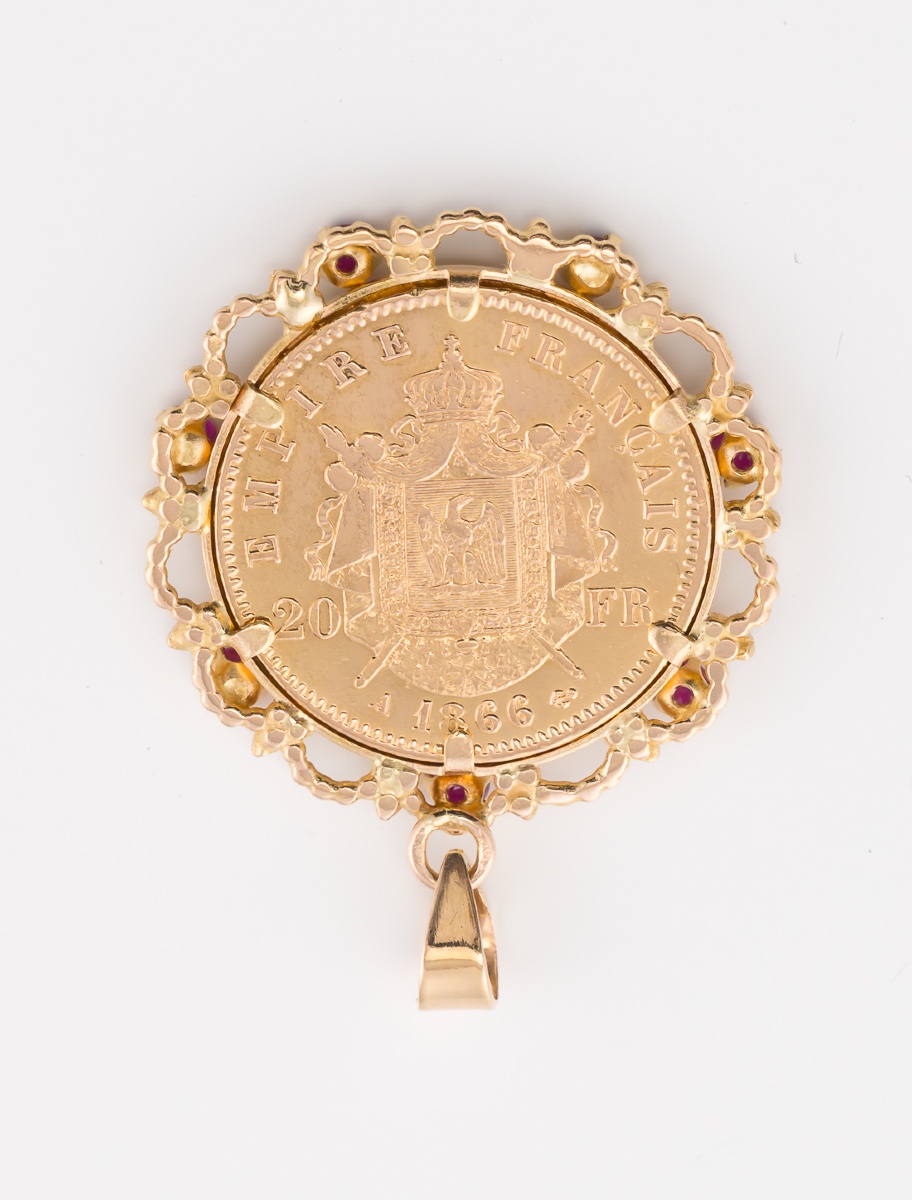 Napoleon Gold Coin & Ruby Pendant-photo-1