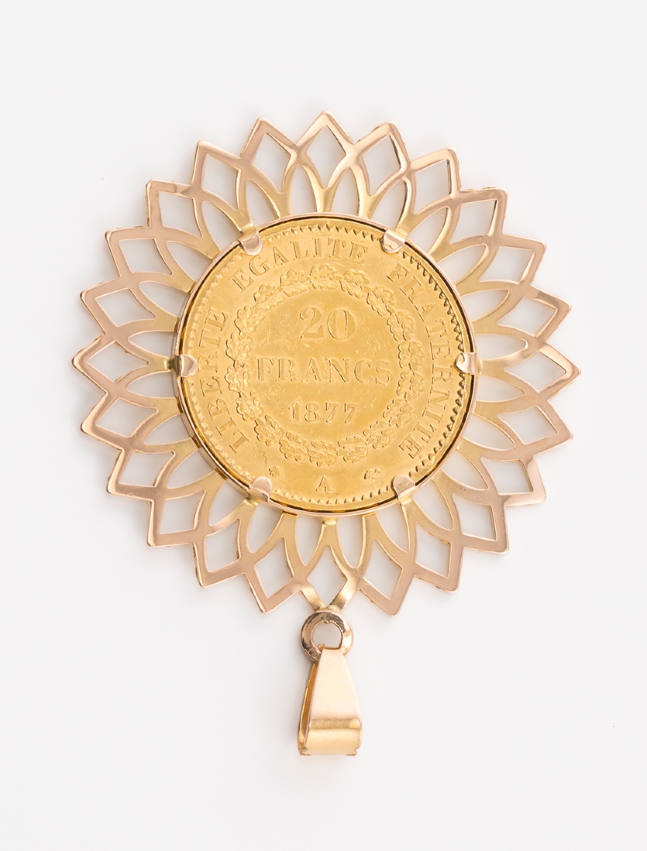 Gold Napoleon 20f Coin Holder Pendant-photo-4