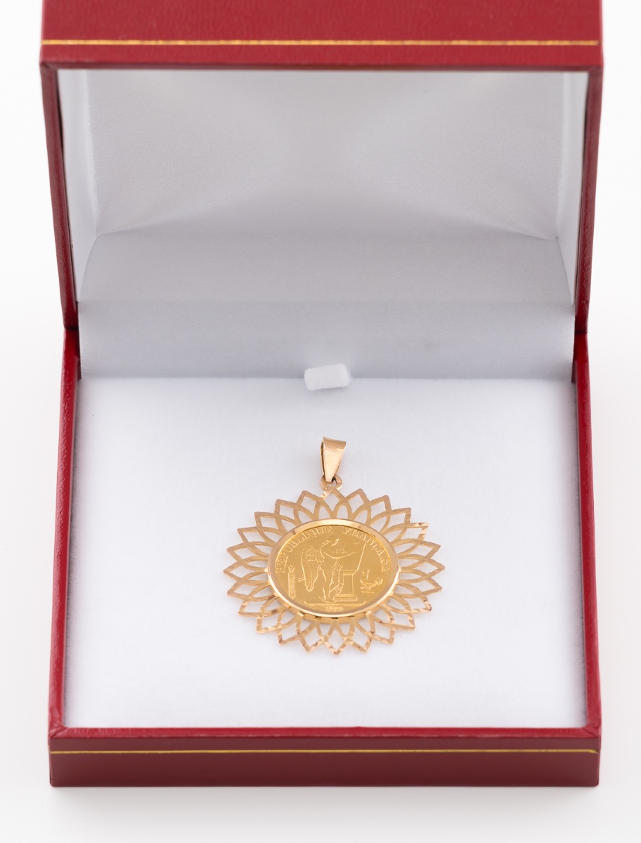 Gold Napoleon 20f Coin Holder Pendant-photo-1