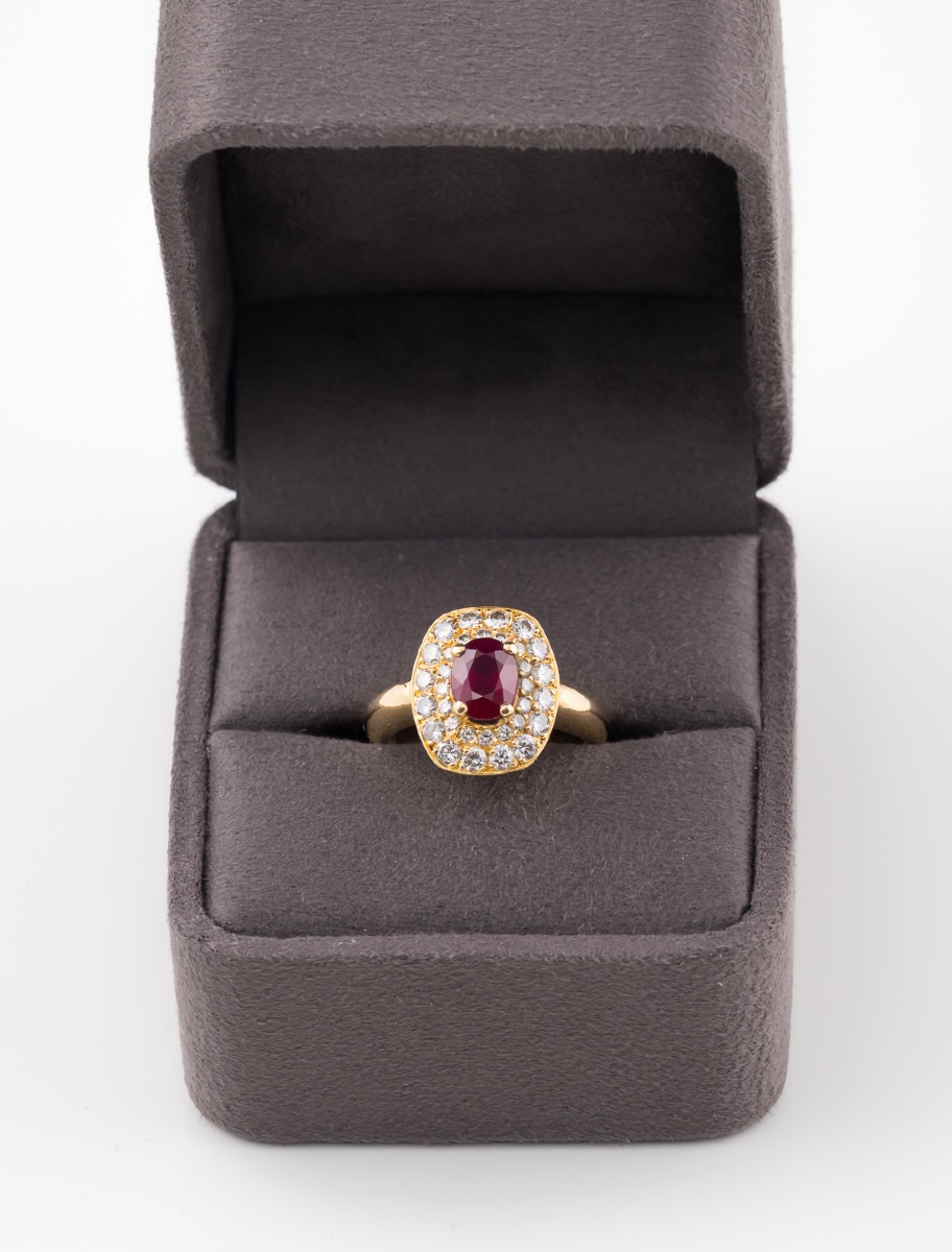 Bague Rubis Birmanie & Diamants-photo-2