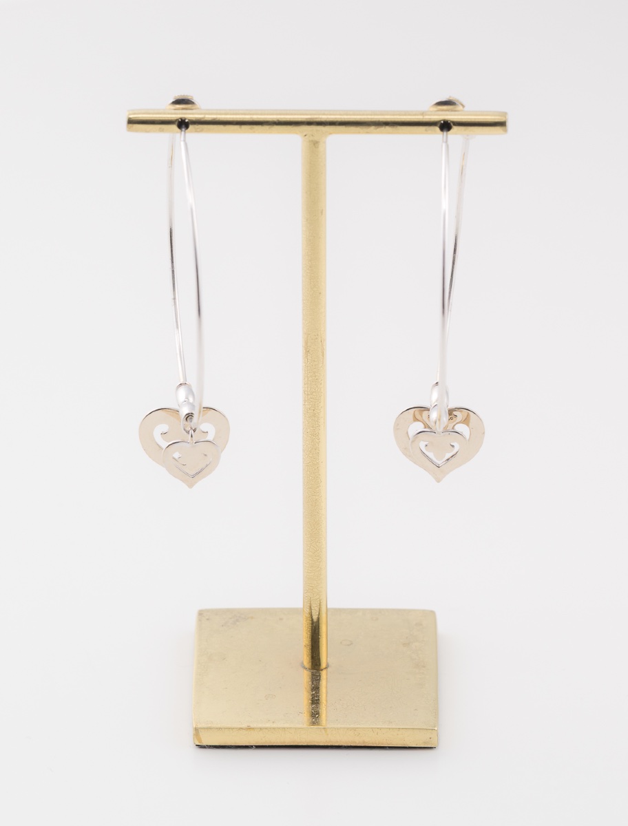 Boucles d'Oreilles Créoles Coeurs OJ Perrin Or Blanc-photo-4