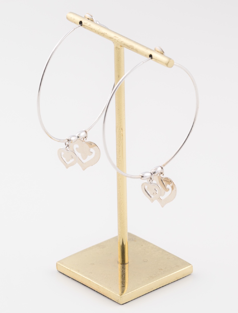 Boucles d'Oreilles Créoles Coeurs OJ Perrin Or Blanc-photo-1