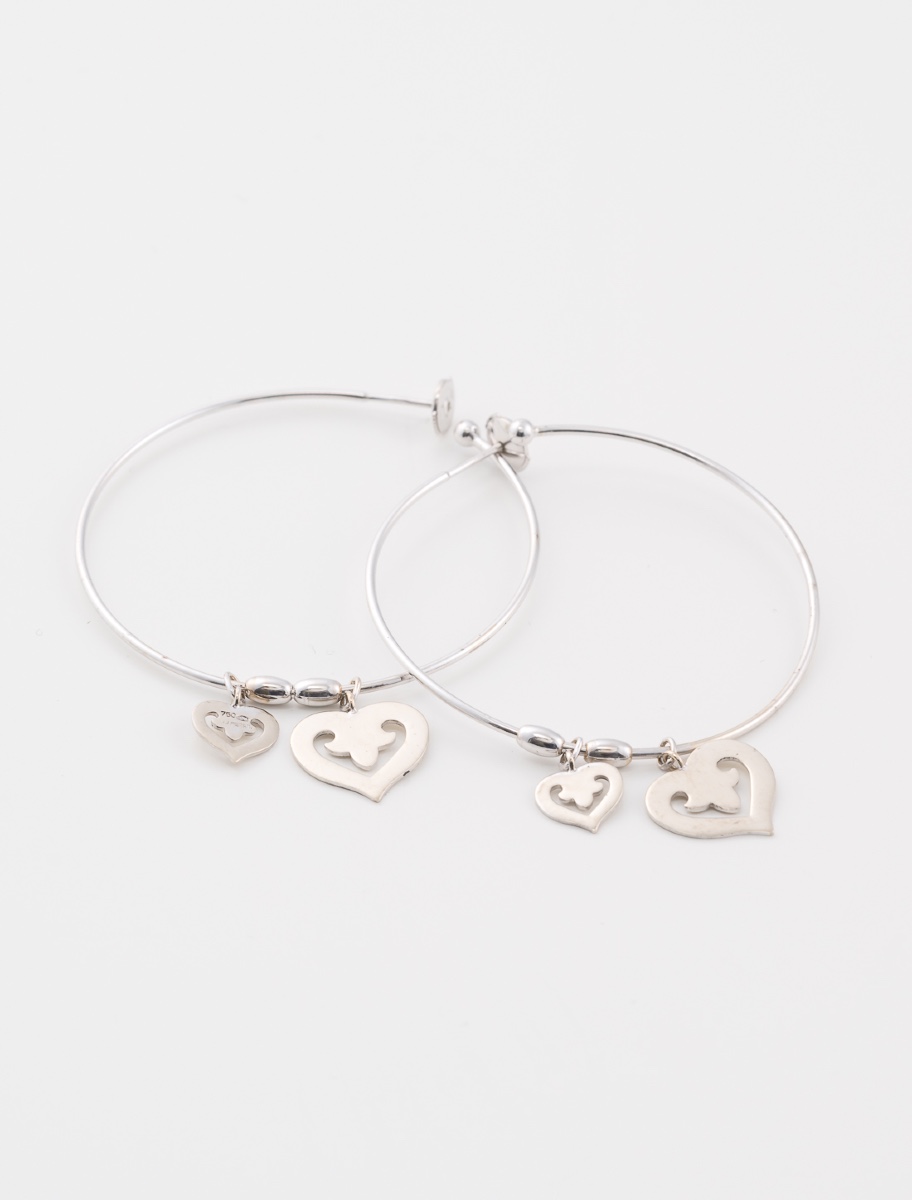 Boucles d'Oreilles Créoles Coeurs OJ Perrin Or Blanc