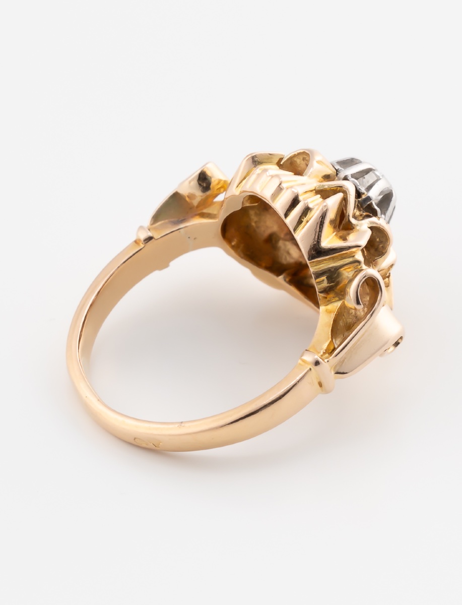 Antique Two-tone Gold Solitaire Ring-photo-2