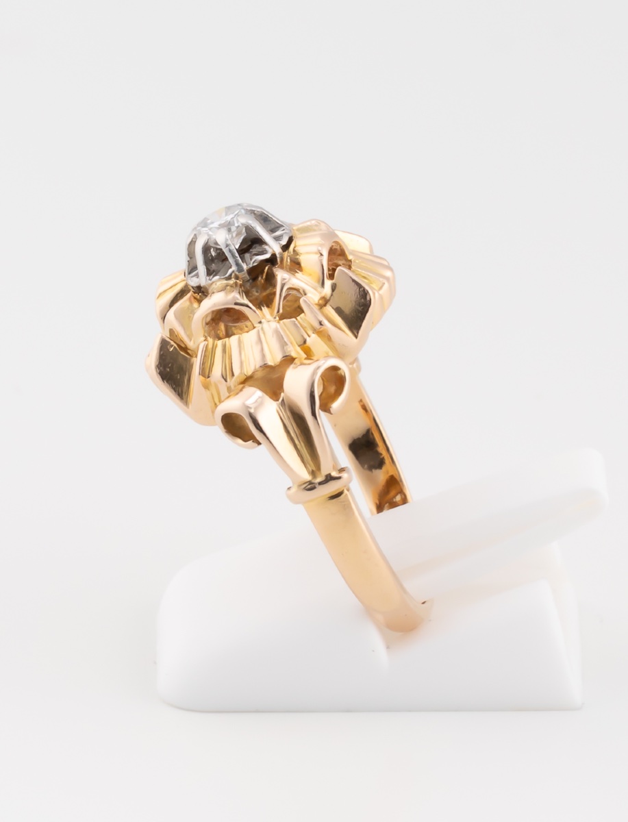 Antique Two-tone Gold Solitaire Ring-photo-1