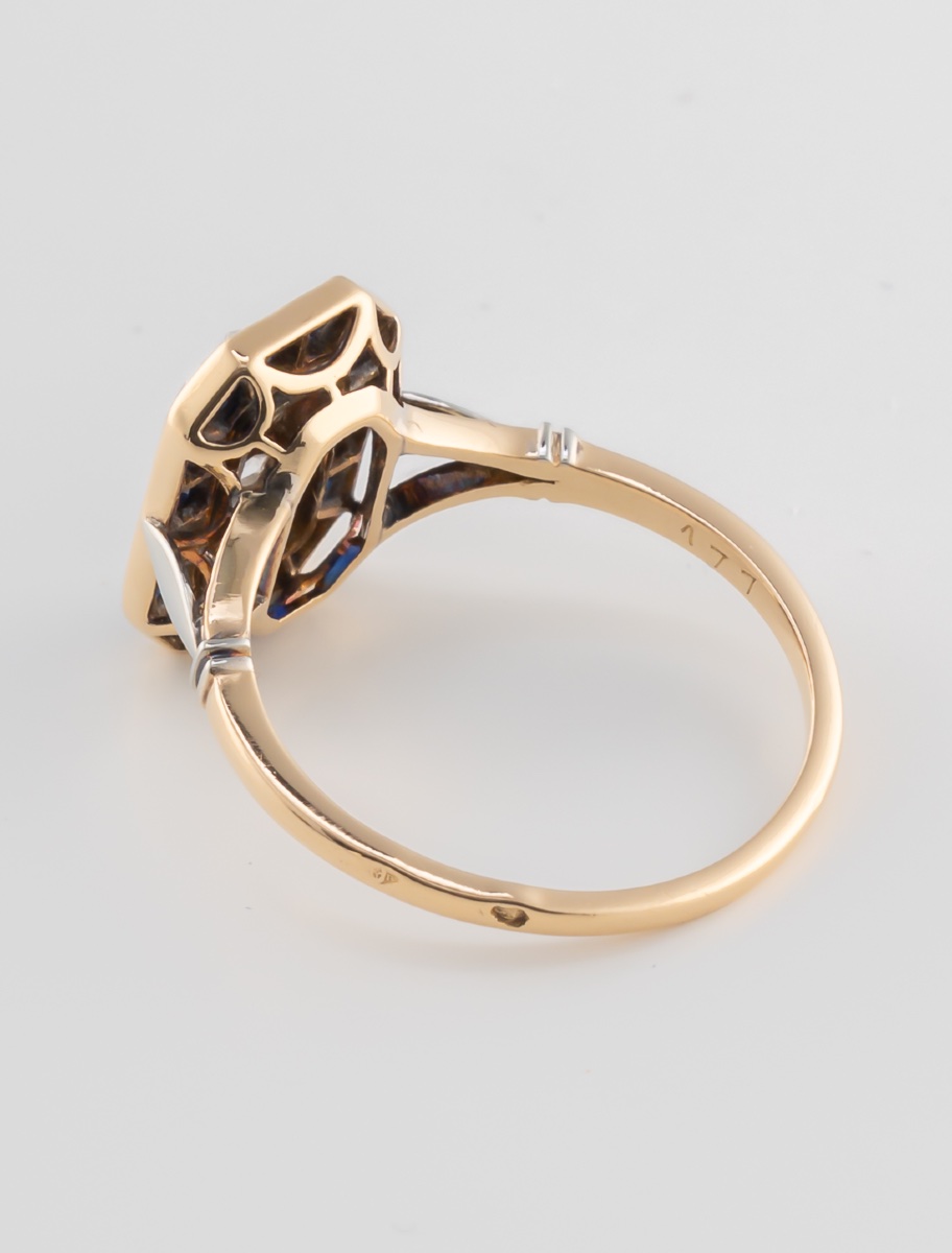 Art Deco Sapphire & Diamond Ring-photo-2