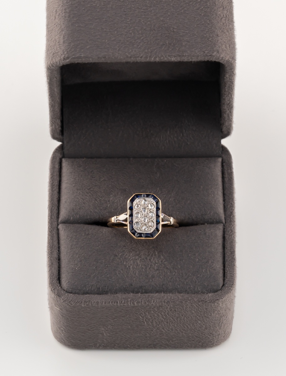 Art Deco Sapphire & Diamond Ring-photo-2