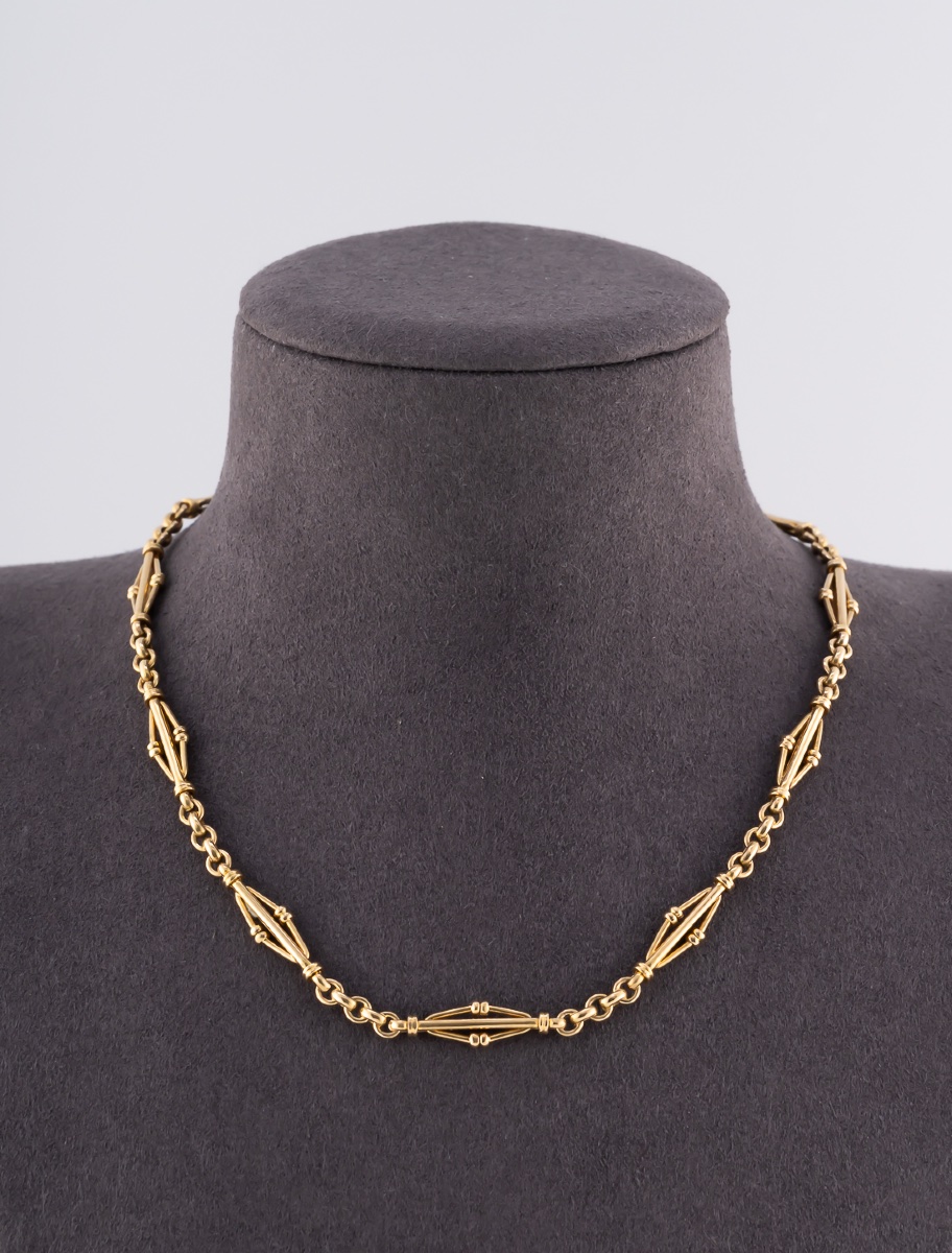 Antique Yellow Gold Chain Necklace-photo-3