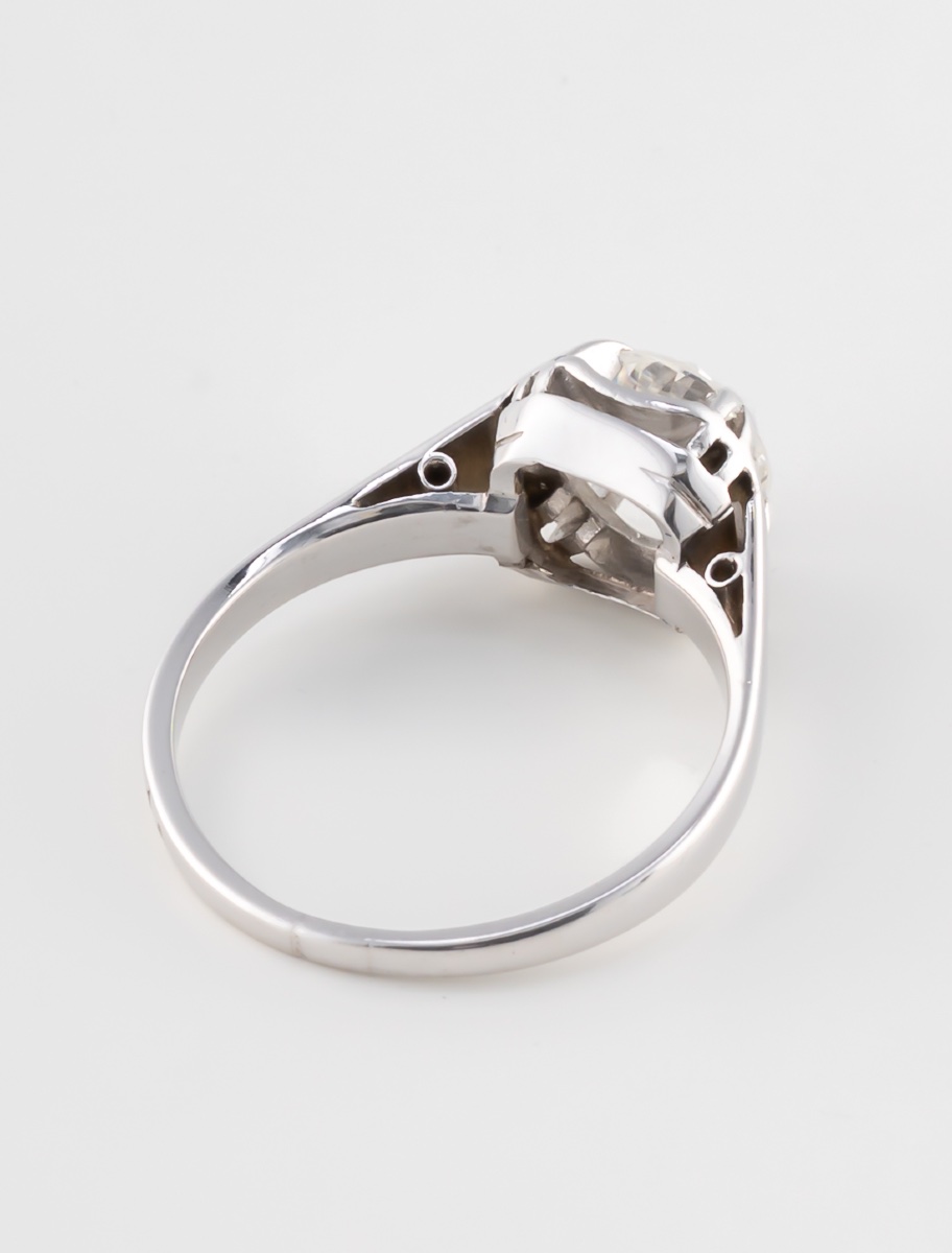 White Gold & Platinum Solitaire Ring-photo-2